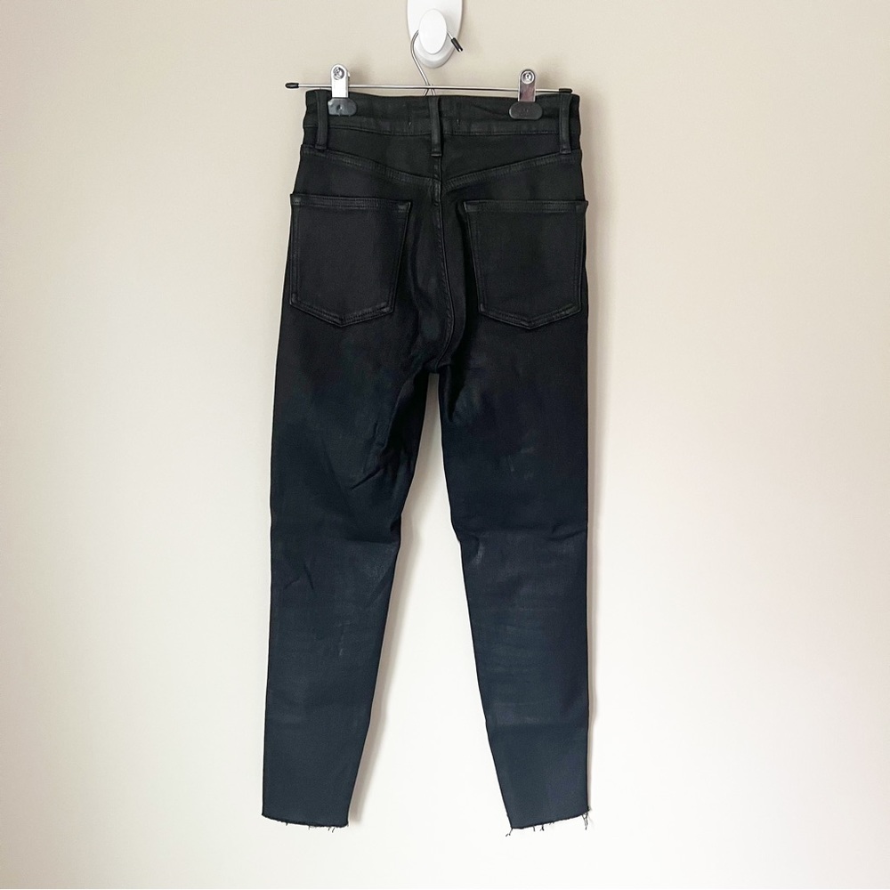 Free People We The Free High Rise Coated Raw Hem Ankle Skinny Jeans Black 26 - Picture 11 of 11